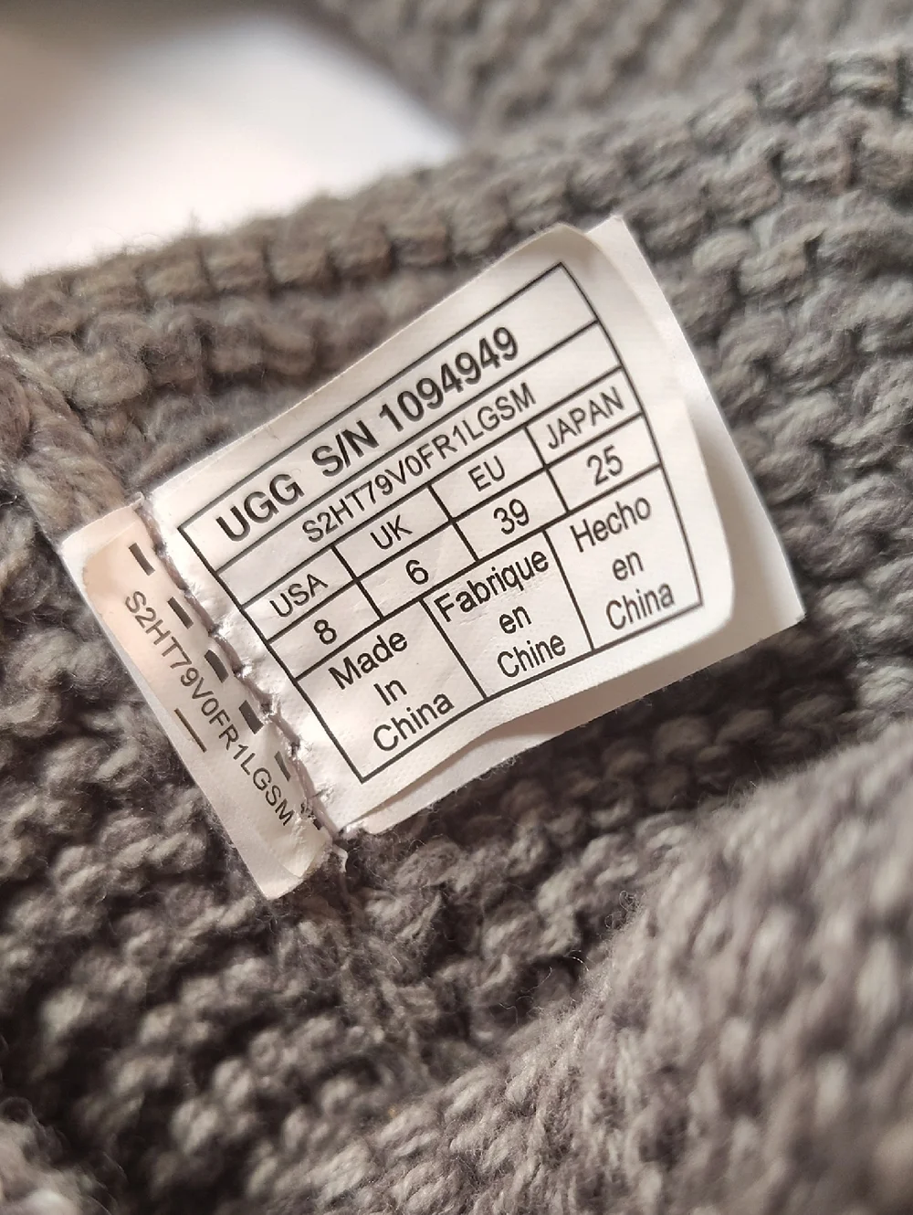 Ugg Women's Purl Cardy Knit Button Accent Winter Cozy Boots Grey 8
